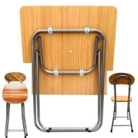 Table Pliante + 2 Chaises-Marron