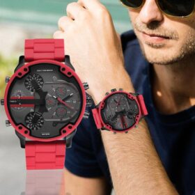 Montre De Sport Pour Hommes Avec Grand Cadran, Montre à Quartz Analogique En Acier Inoxydable