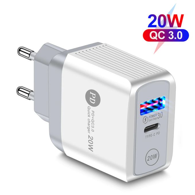 Chargeur USB Type-C PD QC3.0 20W Charge Rapide Pour IPhone 12 Pro