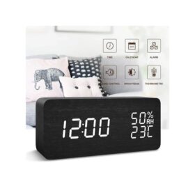 LED En Bois Réveil Montre Table Commande Vocale Numérique Bois Despertador électronique De Bureau USB / AAA Alimenté Horloges Table Décor