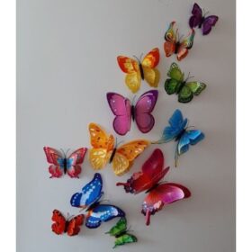 Lot De 12 Papillons Autocollants 3D Colorés Magnétiques