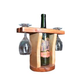 Maison Tronc à Bouteille De Vin, Avec 2 Supports De Verre Coupe - (Simple)