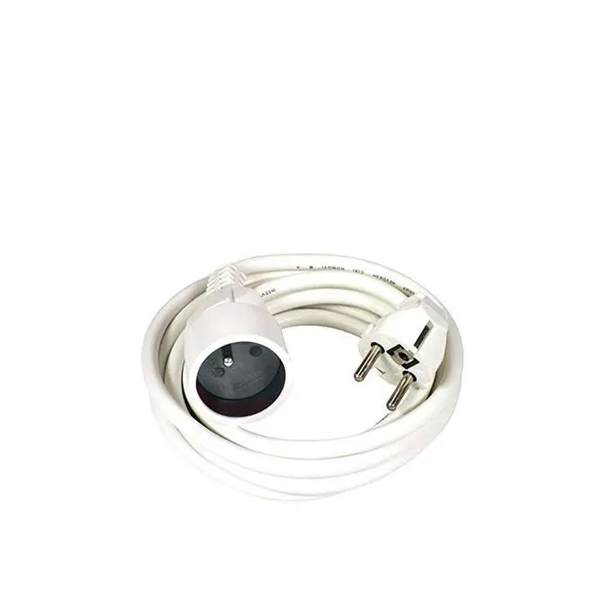 Rallonge électrique 10m Blanc - 3500W - 16A - Câble Textile HO5VVF 3x1.5mm²
