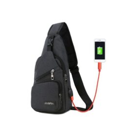 Sac De Poitrine,portefeuille -Sac A Bandoulière Charge USB - Noir