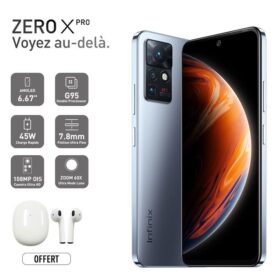 Infinix ZERO X PRO - 6.67"AMOLED - 4G – 256 Go+8Go - 108Mpx+ Zoom60X– Argent+ ECOUTEUR OFFERT