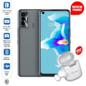 Tecno Camon 18i - 6.6"- 4G - 4/128 Go - 48Mpx - 5000mAh - Gris + Gadget Offert