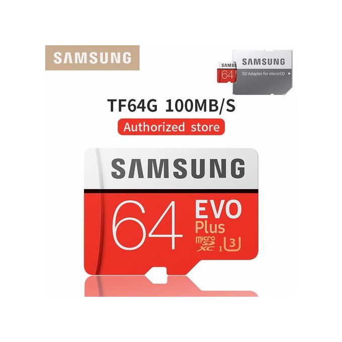 Samsung Carte Mémoire - 64GB - Class 10 - Micro SD - Rouge - Gixcor