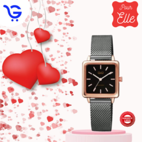 Montre Femme Q&Q –  Bracelet En Acier Inoxydable – Noir