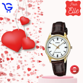 Montre Femme Casio  – Bracelet En Cuir – Marron