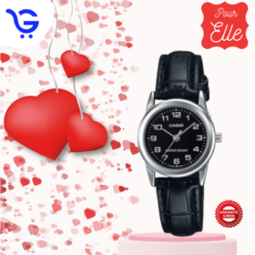 Montre Femme Casio – Bracelet En Cuir – Noir
