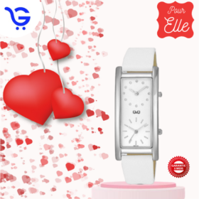 Montre Femme Q&Q – QB61J301Y – Bracelet En Cuir – Blanc