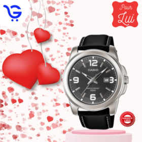 Montre Homme Casio – Bracelet En Cuir – Noir