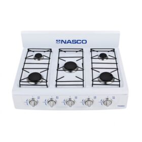 Nasco Réchaud A Gaz - Blanc- 5Feux - Bruleur A Gaz Noir