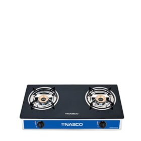Nasco Rechaud à gaz - 2 feux- Vitre inox miroir