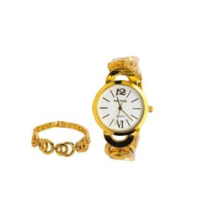 Pak Fook Ensemble Montre R + Bracelet Femme - Or