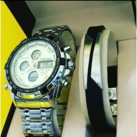 Quamer Montre Homme +Coffret+bracelet
