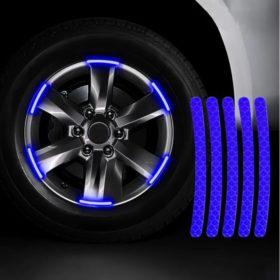 20PCS Moyeu De Roue Voiture Autocollant Réfléchissant Pneu Jante Bandes Réfléchissantes Autocollant Lumineux Pour La Conduite De Nuit Car-Styling Accessoires Bleu Taille Unique