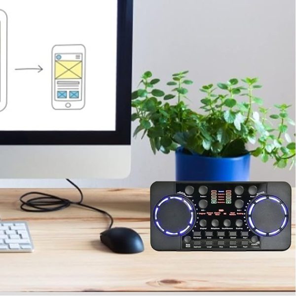 Carte Son En Direct - Carte D'enregistrement PC Multifonctionnelle, Table De Mixage Pour Chanter Avec Surveillance En Temps Réel Et Effet De Réduction Du Bruit