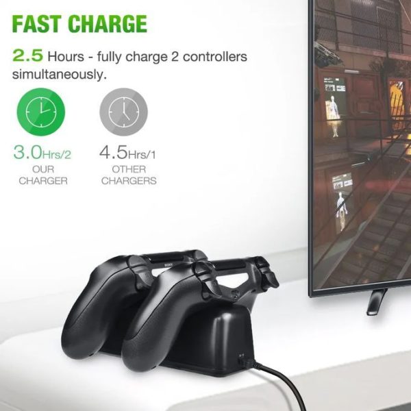 Charger Dual Charging Station Dock Stand Cable For PlayStation 4 PS4 Controller