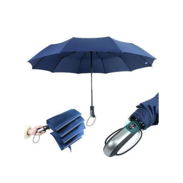 Parapluie De Luxe Doux, Poignée Entièrement Automatique, 3 Plis, Compact, Grand Cadre Solide, Coupe-vent Pour L'extérieur, 10 Nervures