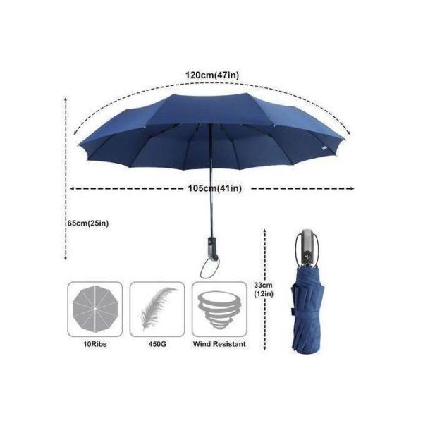 Parapluie De Luxe Doux, Poignée Entièrement Automatique, 3 Plis, Compact, Grand Cadre Solide, Coupe-vent Pour L'extérieur, 10 Nervures