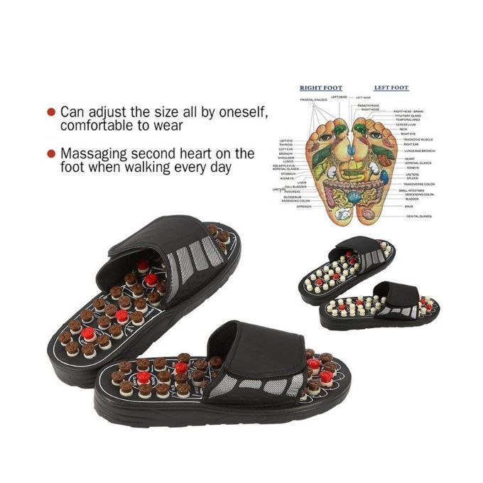 Sandales Foot Massager Slipper Acupression Chaussures D'acupuncture -Noir