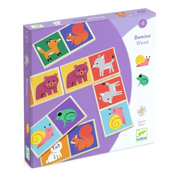 Domino en bois-28pcs-animaux+2ans