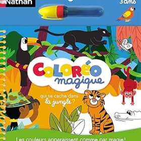 JEU DE COLORIAGE-QUI SE CACHE DANS LA JUNGLE?+3ANS