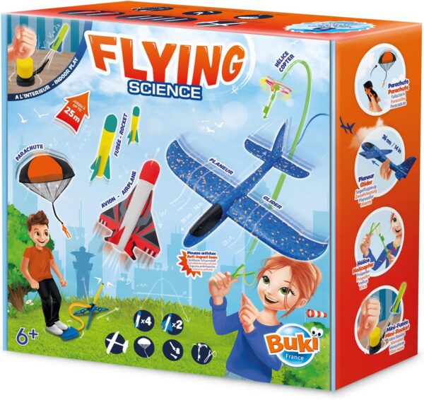 JEU DE SCIENCE-FLYING AVIONS-FUSEES-PARACHUTES+6ANS-BUKI