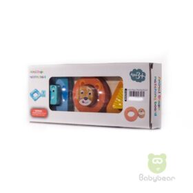 Jeu d'éveil animaux en bois sur planche 3 forme+3ans