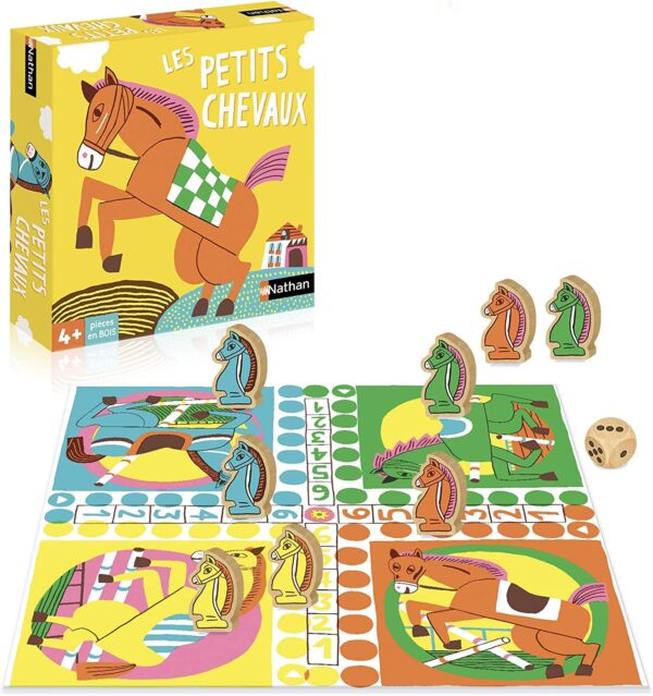 Jeu les petits chevaux pièces en bois+4ans