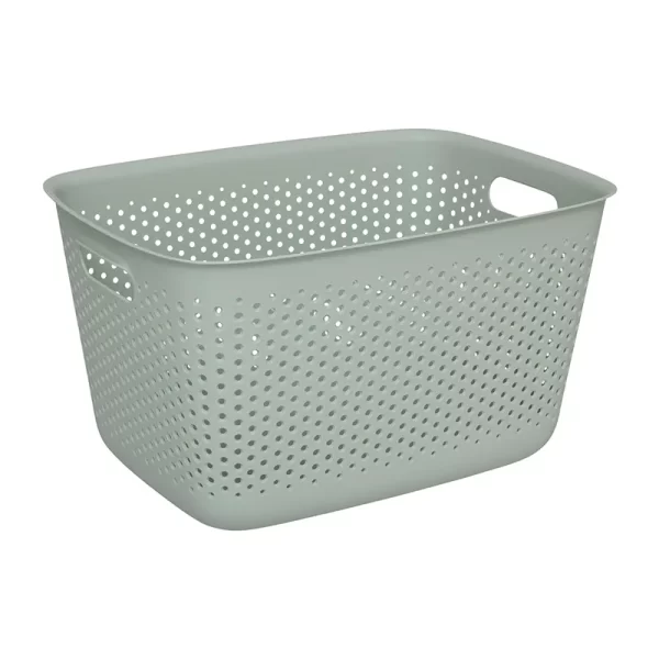 Panier en plastique-17L/29x39x22cm-ajoure tila vert sauge
