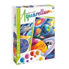 Aquarelle 2 tableaux phosphorescents a peindre galaxie