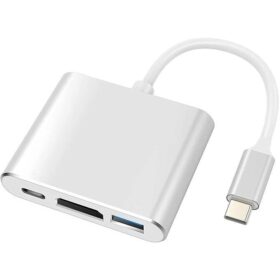 HYTTER Adaptateur USB 3.0 Type C vers HDMI 4K Multiport AV Convertisseur Port Mac Adaptateur pour MacBook Pro/S8+/S9+/projecteur/moniteur (Argent)