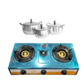 Cuisinier De Table 3 Feux En Inox + Set 3 Casseroles