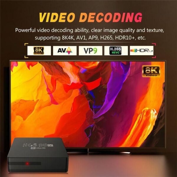 Décodeur TV M98-M9, WiFi 5G Android10.0 2 Go RAM + 16 Go ROM TV Box, Lecteur Réseau HD 4K - Noir