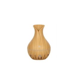 Diffuseur d'huiles essentielles d'aromathérapie, humidificateur en forme de vase à grain de bois creux, conversion de lumière colorée, brouillard froid ultrasonique, adapté à la...