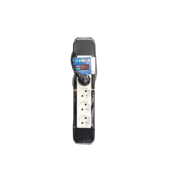 Multiprise Parafoudre Filaire + Interrupteur 4 Ports - Noir/Blanc