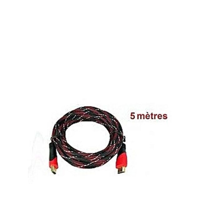 Cble HDMI 5 Mètres HD 1080P 3D - Noir / Rouge