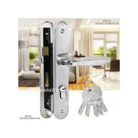 Poignée De Porte + Serrure Encastrable + Canon Avec 5 Clés - Gris