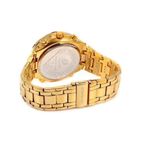 Quamer Montre-bracelet D'homme Bande D'acier Inoxydable - Or