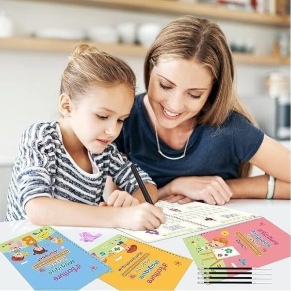 Magic Cahier De Calligraphie Magique Pour Enfants, 4 Stylos De Nettoyage