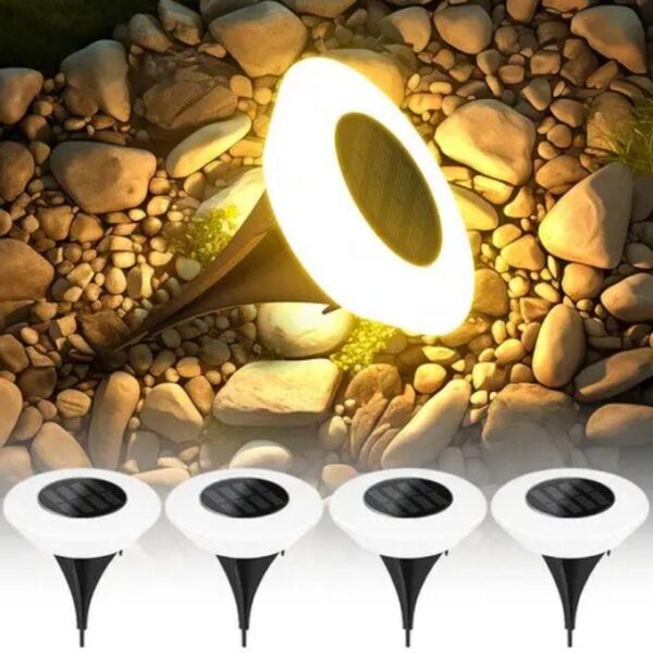 4PCS Décoration Extérieure Lampes Solaires étanches Pour Allées - Lot De 4 Lampes LED Blanches