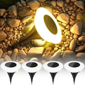4PCS Décoration Extérieure Lampes Solaires étanches Pour Allées - Lot De 4 Lampes LED Blanches