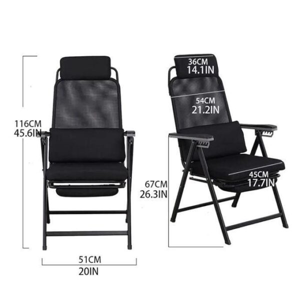 Chaise Bureau Chaise Pliante Portable- Noir