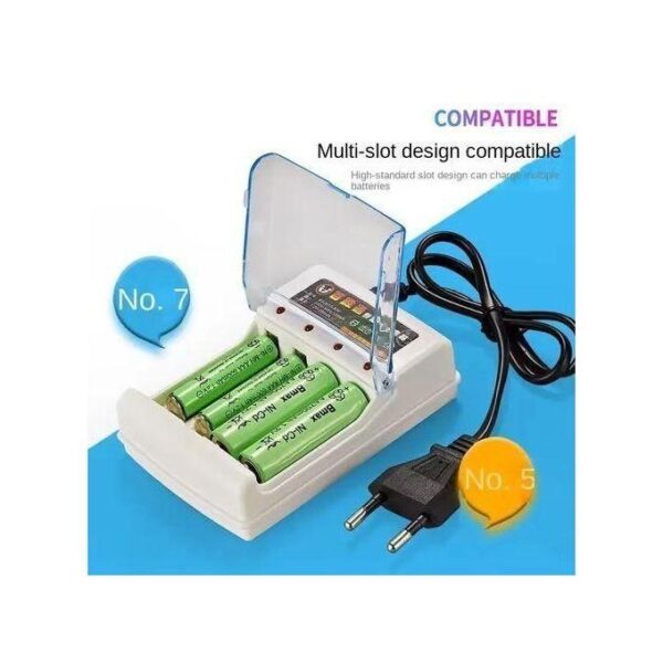 Chargeur Pour Piles Rechargeable - AC 220V Fiche Eu Avec Couvercle - Blanc