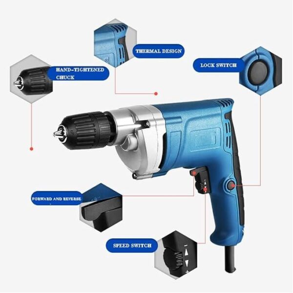 DUYER Perceuse sans Fil, 220 V Perceuse Ensemble, BoîTier RéSistant à l'usure, Power Lock Switch, Home Improvement RéParation, OpéRation Simple