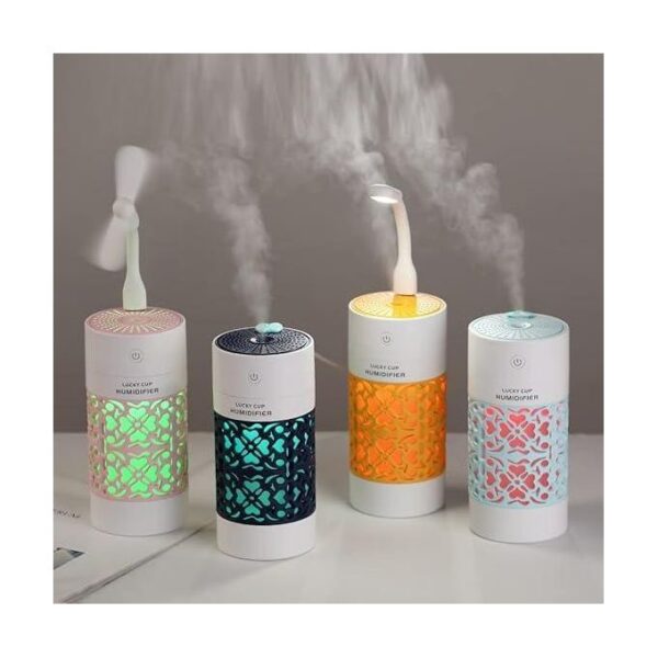 Humidificateur Humidificateur de bonnet chanceux USB Diffuseur d'arômes à ultrasons 3 en 1 mini diffuseur d'huile essentielle avec LED Lumière USB Ventilateur for les...