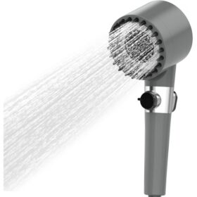 Pommeau de douche à main haute pression LDFHN avec 4 modes - Idéal pour les basses pressions d'eau 22 barres de massage en silicone et corps Comprend un support de montage pour...
