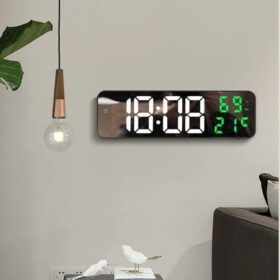 Réveil électronique Miroir Grand écran Horloge Murale Numérique LED